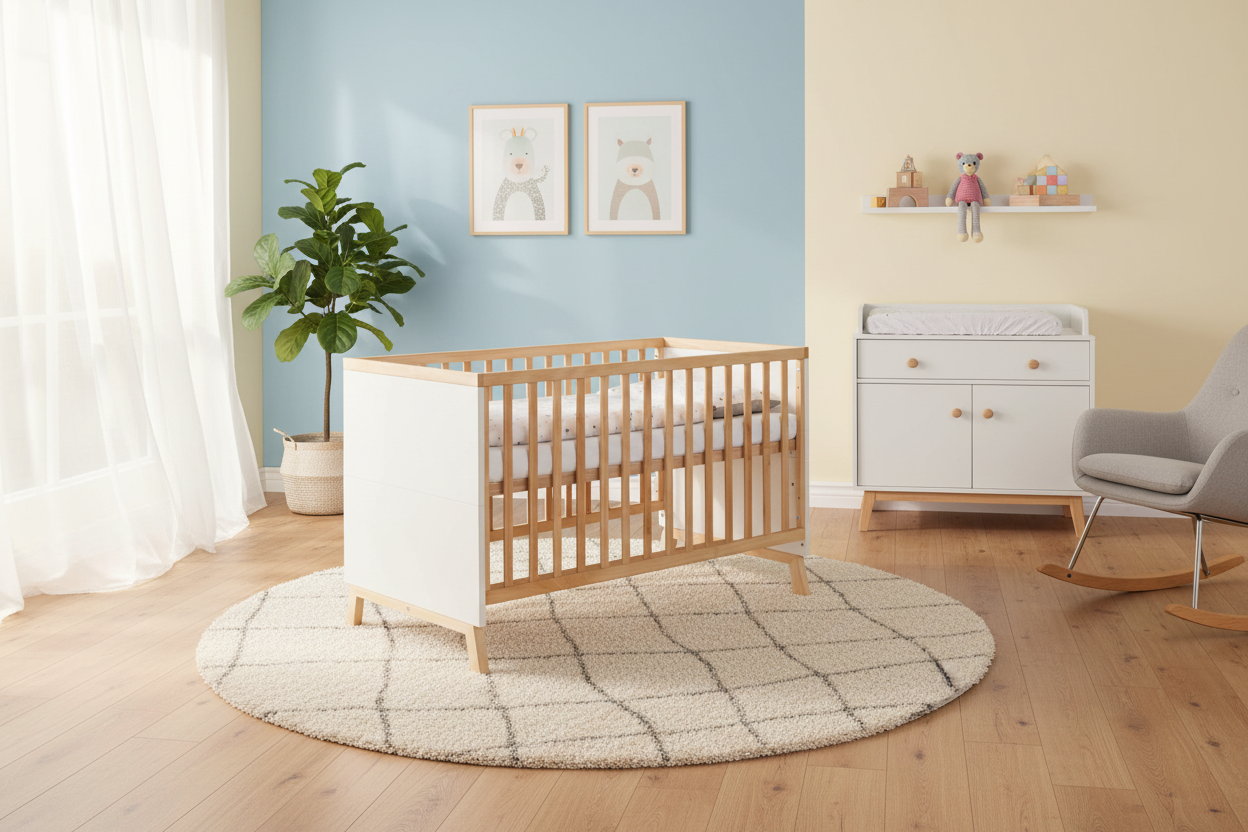 Kombi-Kinderbett Miami White 70x140 cm – Weiß/Buche geölt