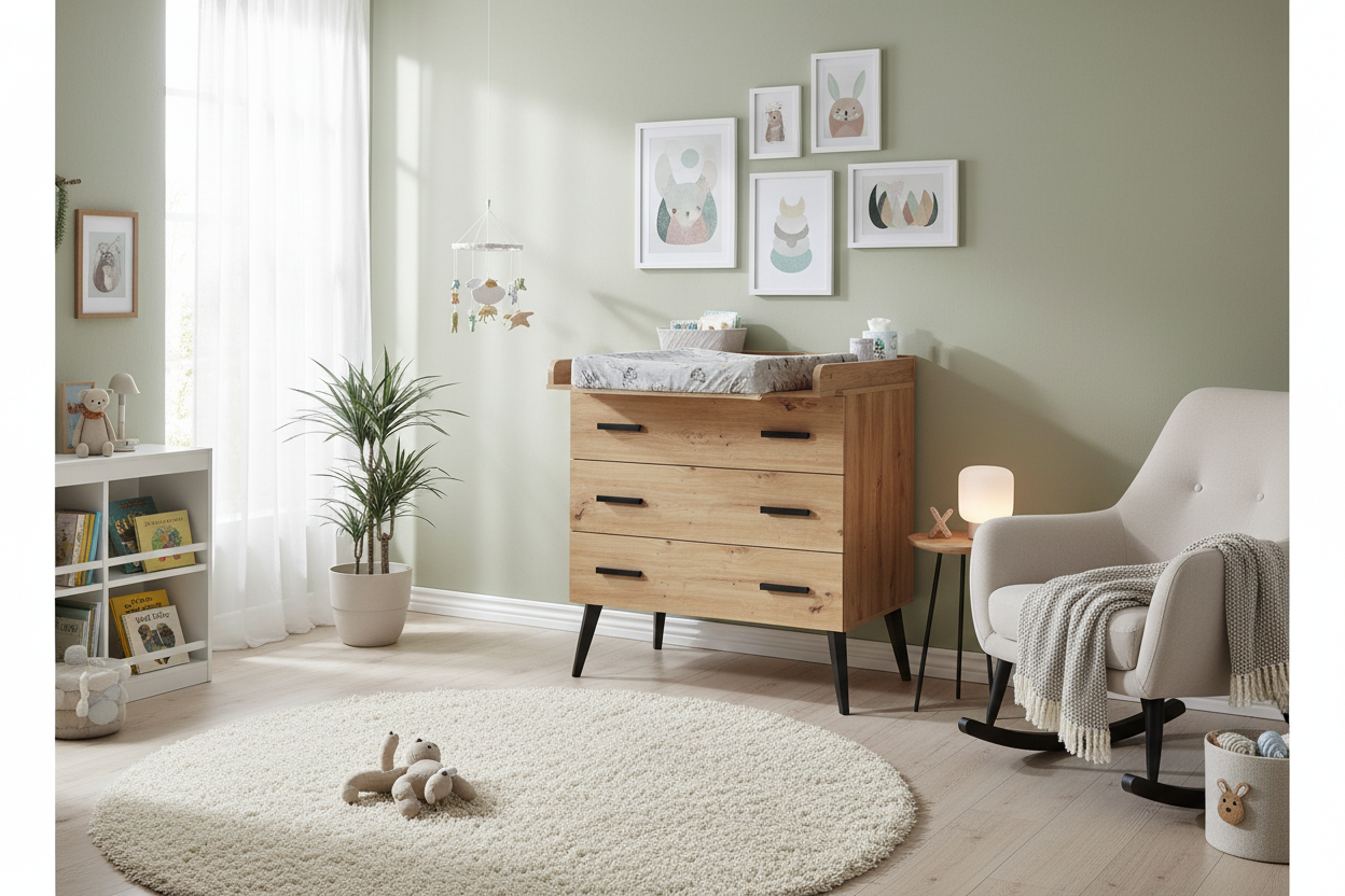 MORRIS OAK Wickelkommode – Artisan Oak mit Wickelaufsatz