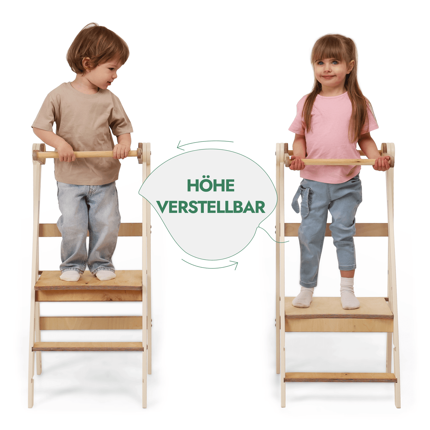 Montessori Lernturm Holz - Höhenverstellbarer Küchenhelfer & Tritthocker