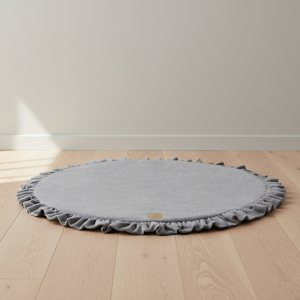 MeowBaby Spielmatte Velvet mit Volant 100cm