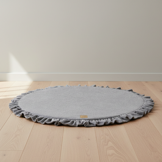 MeowBaby Spielmatte Velvet mit Volant 100cm