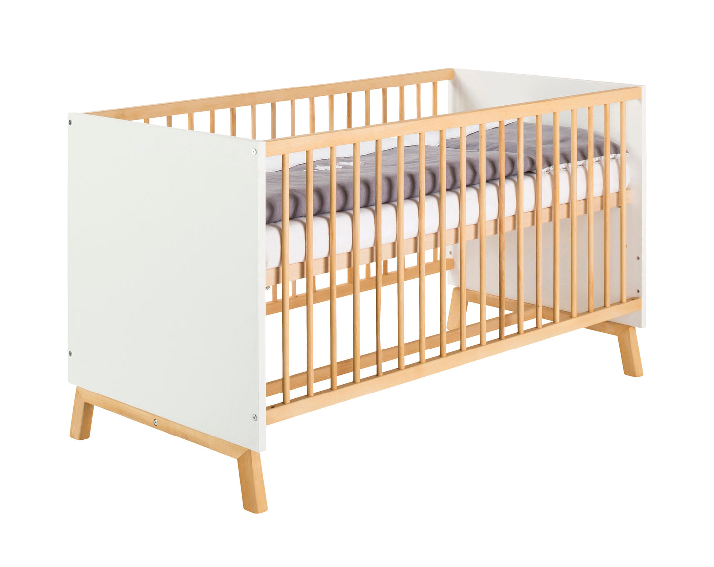 Kombi-Kinderbett Venice 70x140 cm – Weiß/Buche Massiv