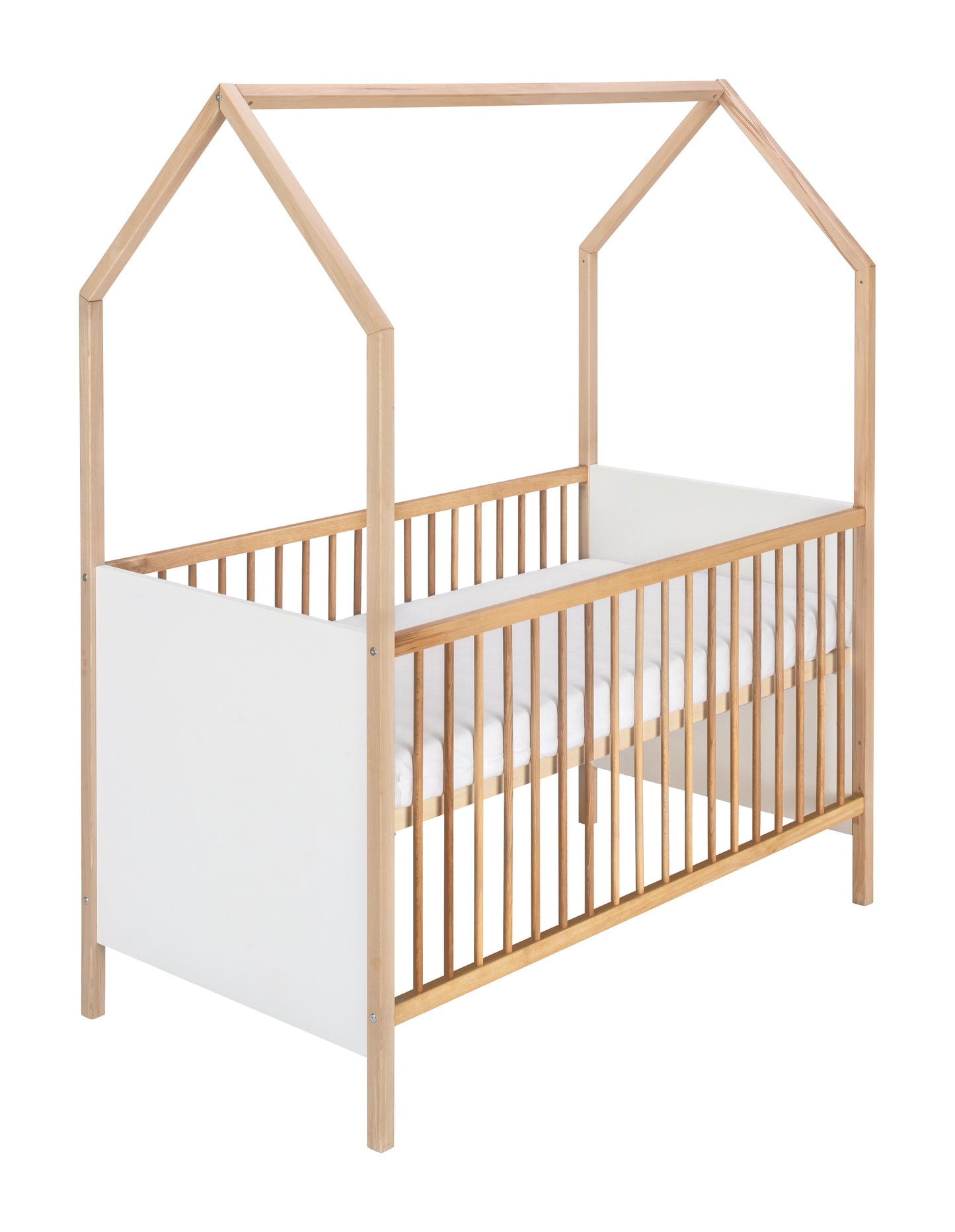 Hausbett Venice 70x140 cm – Weiß/Buche Massiv geölt