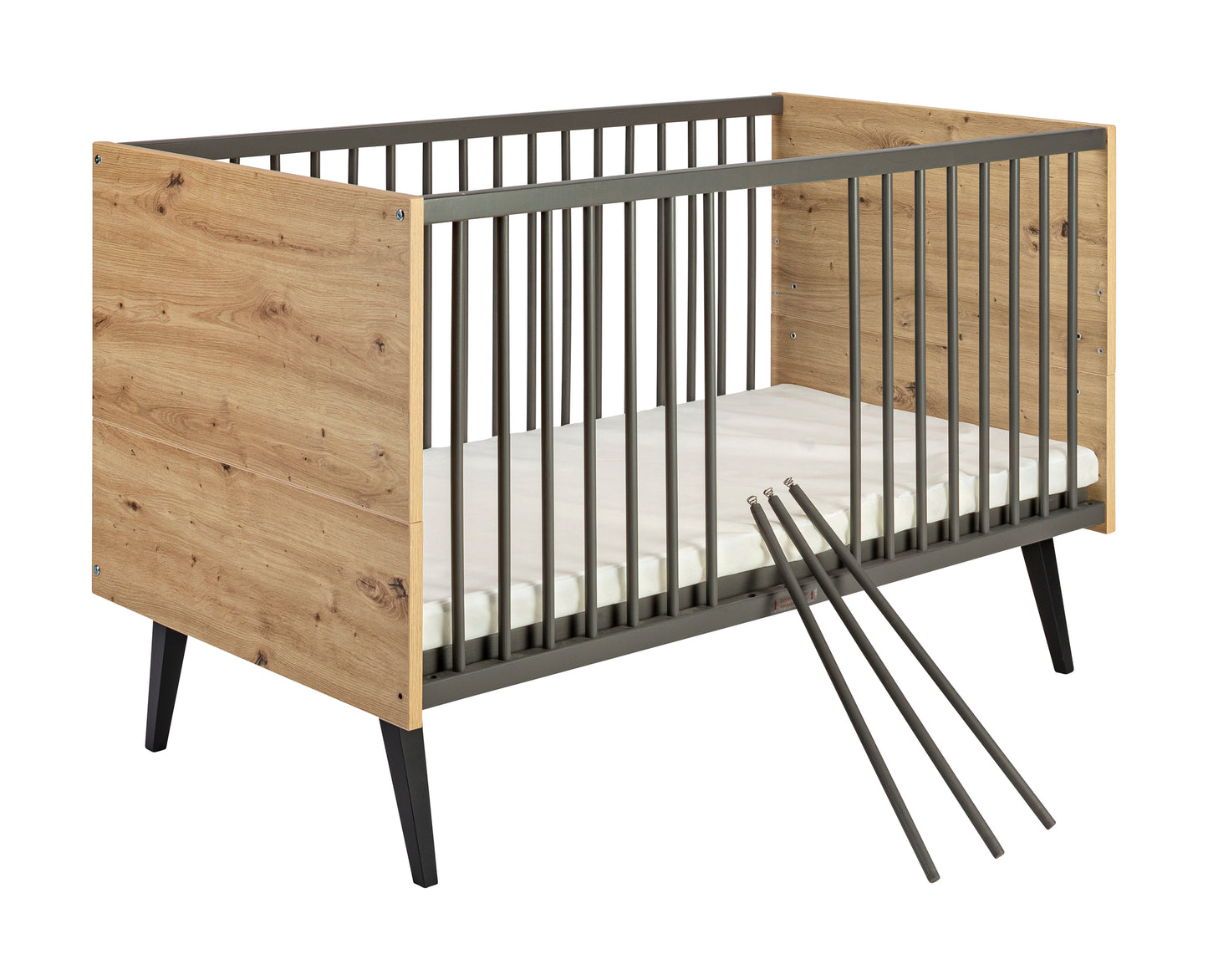 MORRIS OAK Kombi-Kinderbett 70x140 cm – Artisan Oak/Anthrazit