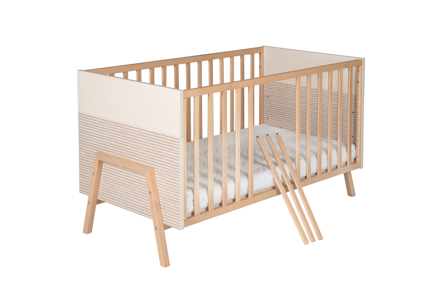 HAPPY Kombi-Kinderbett 70x140 cm – Beige/Natur
