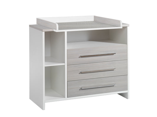 Wickelkommode Eco Silber – Weiß/Pinie Silber mit Seitenregal