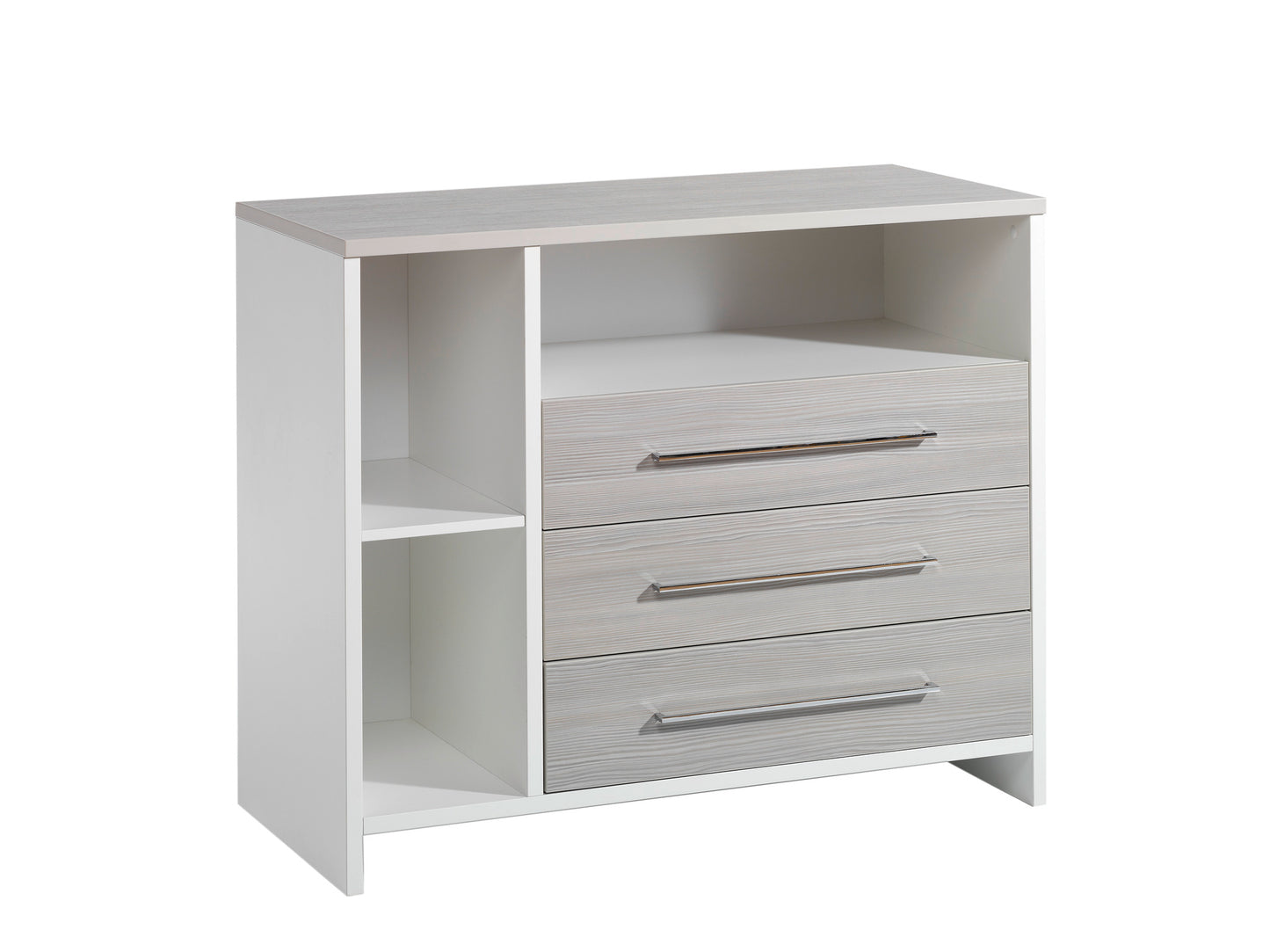 Wickelkommode Eco Silber – Weiß/Pinie Silber mit Seitenregal