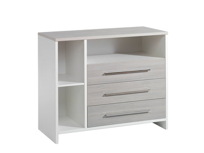 Wickelkommode Eco Silber – Weiß/Pinie Silber mit Seitenregal