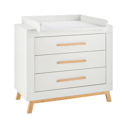 Wickelkommode Miami White – Weiß/Buche Massiv geölt