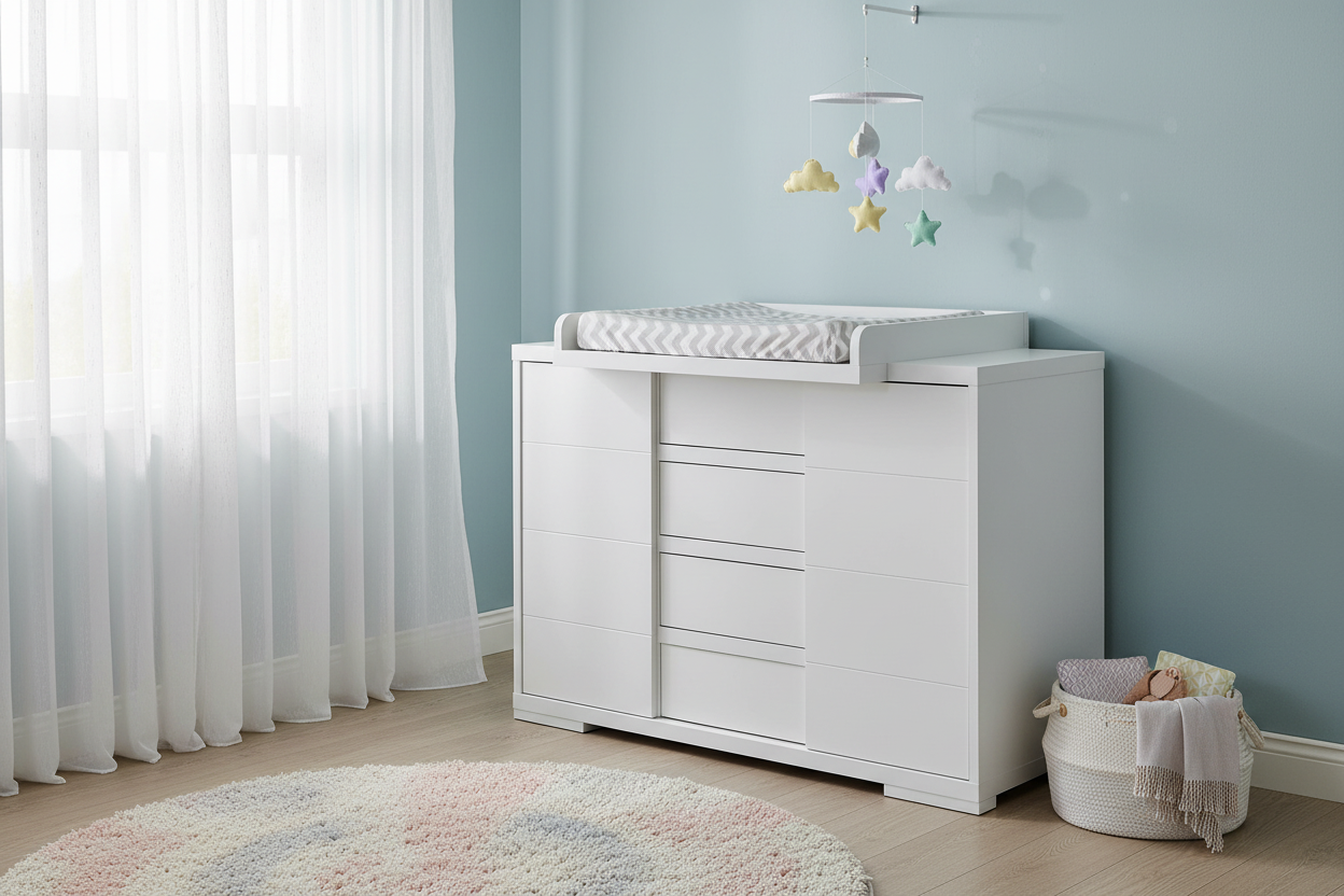 Wickelkommode Maxx White – Breit mit 4 Schüben & 2 Türen