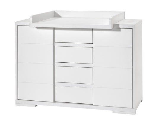 Wickelkommode Maxx White – Breit mit 4 Schüben & 2 Türen