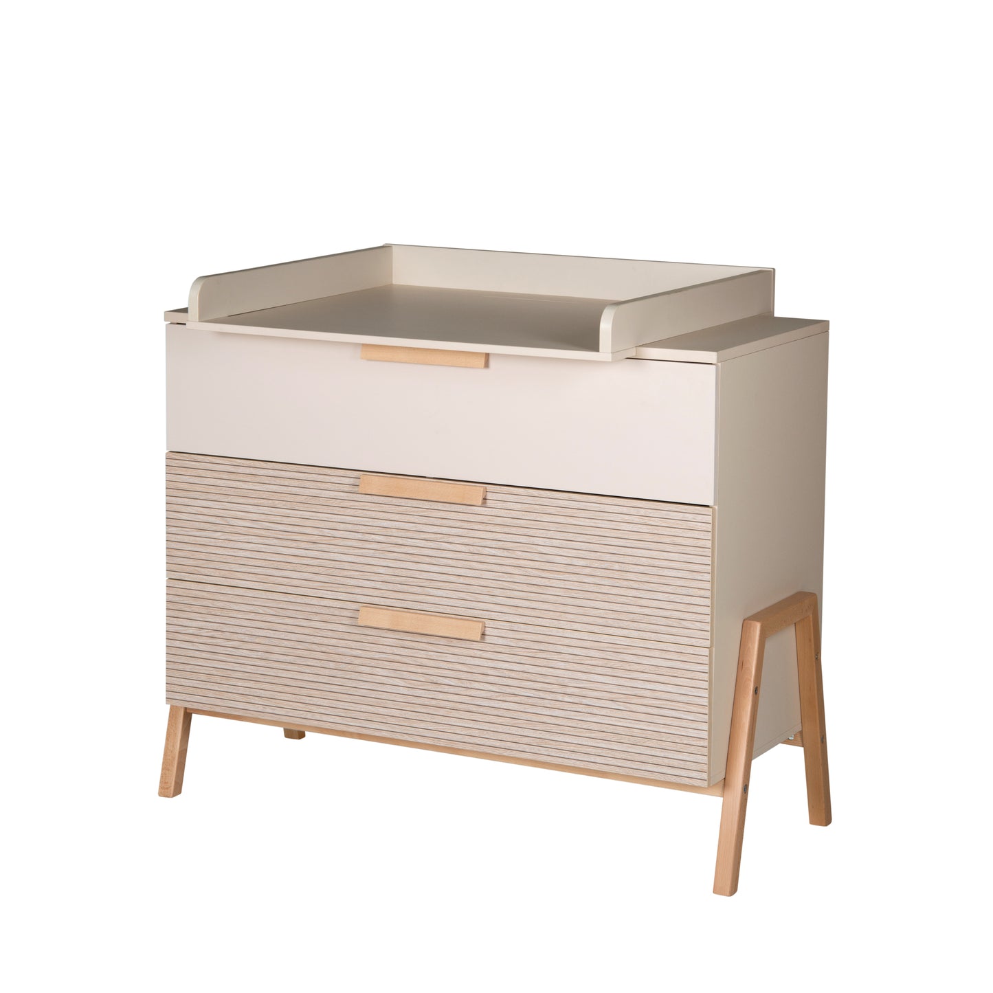 HAPPY Wickelkommode – Beige/Natur mit Wickelaufsatz