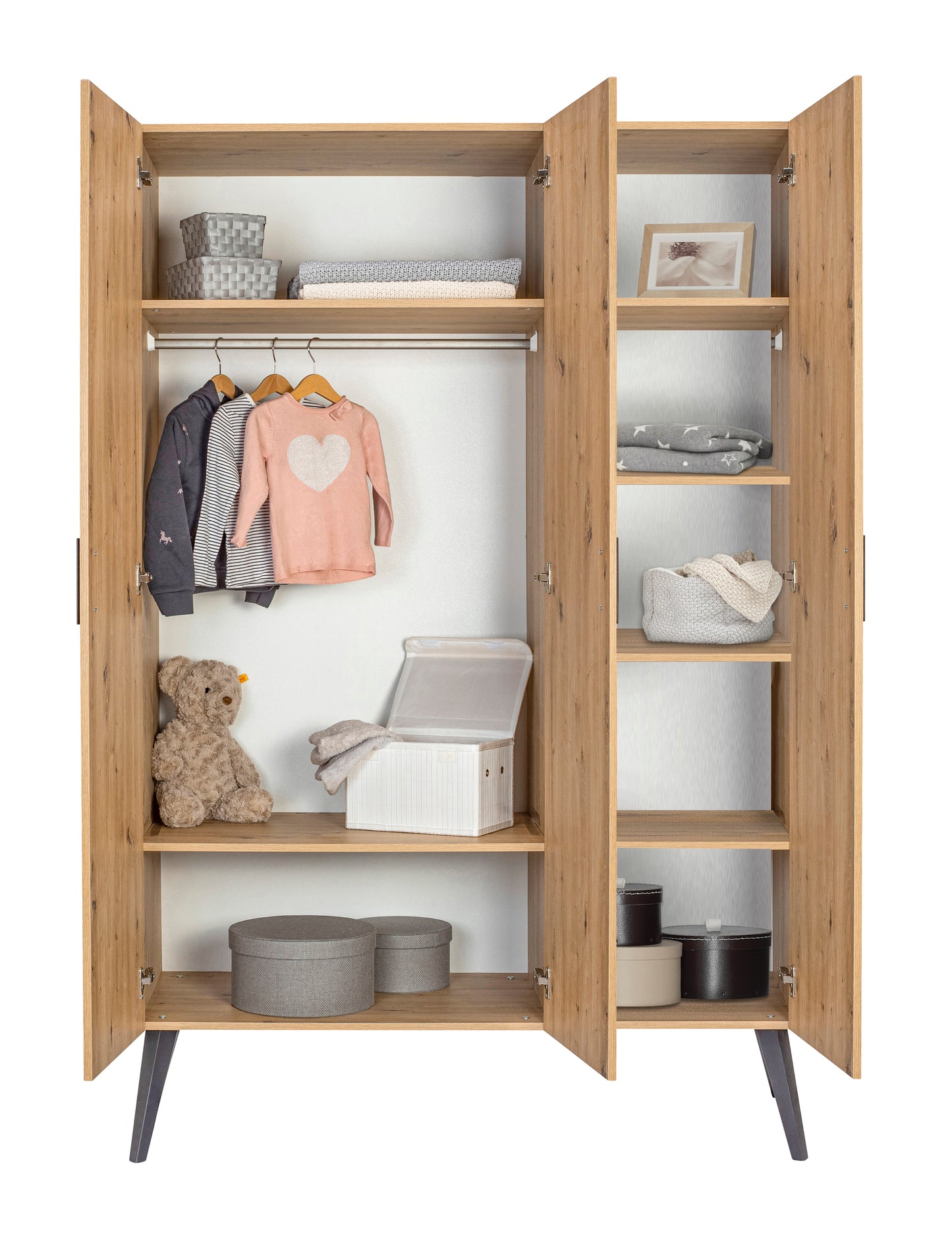 MORRIS OAK Kleiderschrank 3-türig – Artisan Oak/Anthrazit