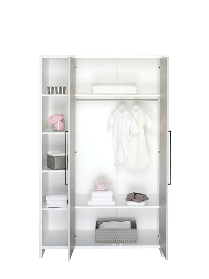 Kleiderschrank Eco Silber 2-türig – Weiß/Pinie Silber mit Seitenregal