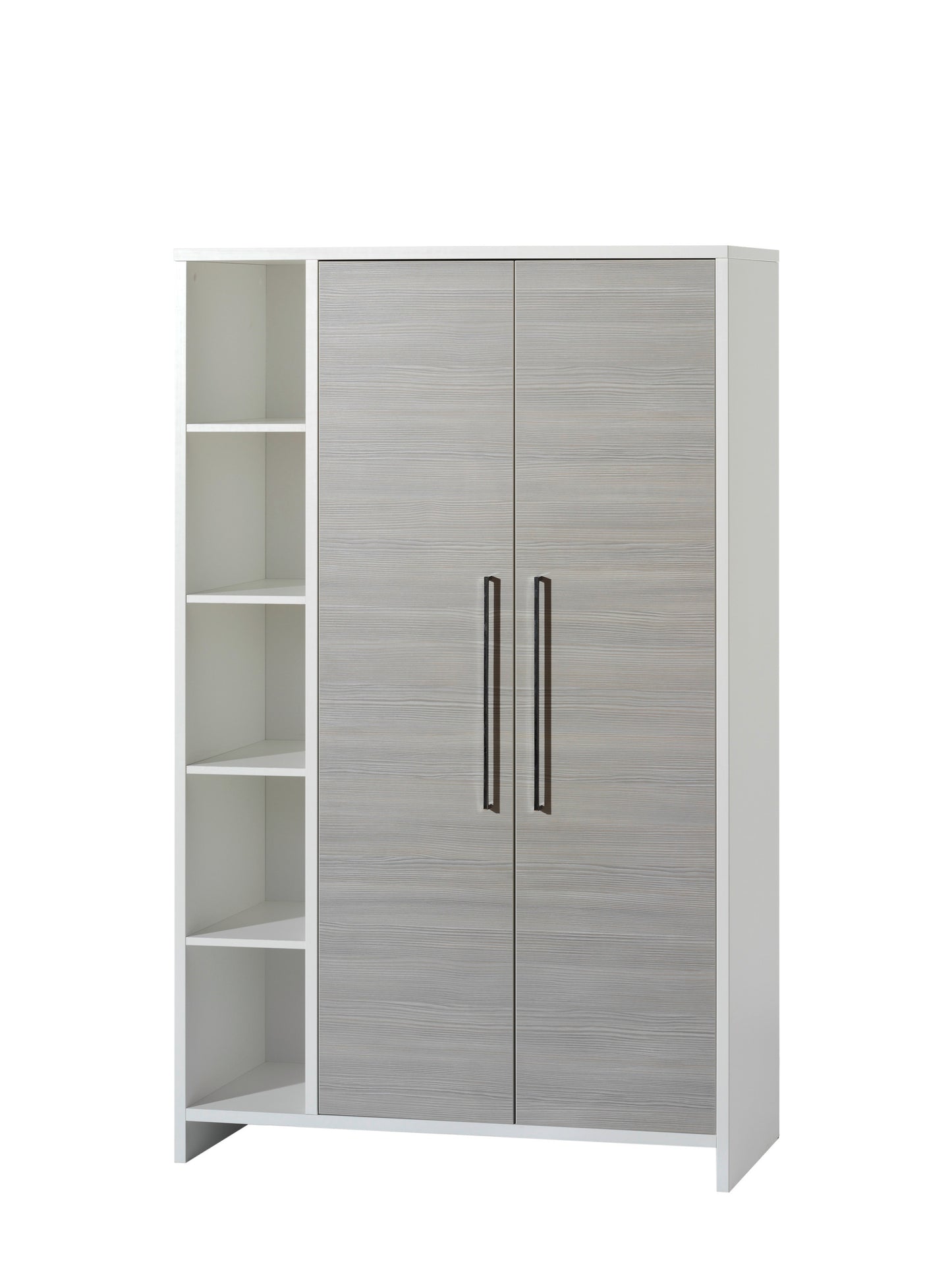 Kleiderschrank Eco Silber 2-türig – Weiß/Pinie Silber mit Seitenregal
