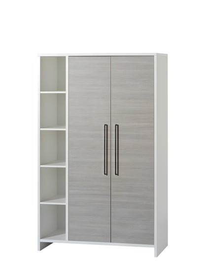 Kleiderschrank Eco Silber 2-türig – Weiß/Pinie Silber mit Seitenregal