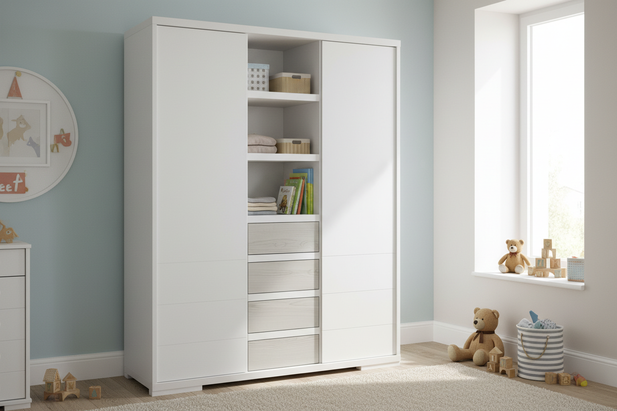 Kleiderschrank Maxx Boathouse 2-türig – Pinie/Weiß mit Mittelregal