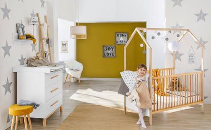 Kinderzimmer-Set Venice 2-teilig – Hausbett & Wickelkommode