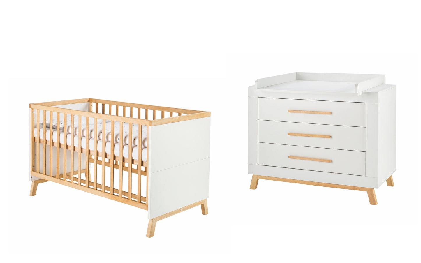 Kinderzimmer-Set Miami White 2-tlg. – Bett & Wickelkommode