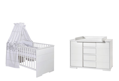 Kinderzimmer-Set Maxx White – 2-teilig: Kombi-Kinderbett & Breite Wickelkommode
