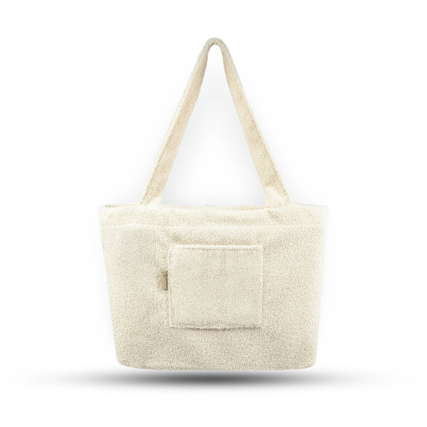 Mom Bag Bouclé Creme - Großer Teddy-Shopper für den Kinderwagen
