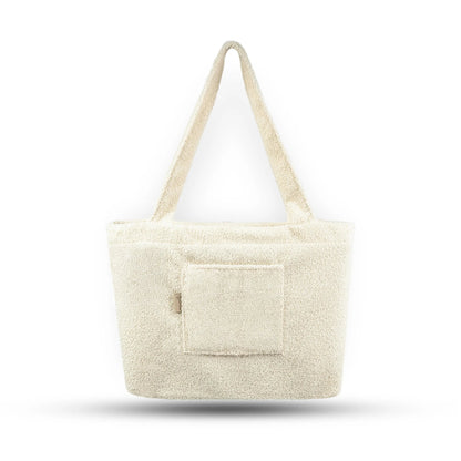 Mom Bag Bouclé Creme - Großer Teddy-Shopper für den Kinderwagen