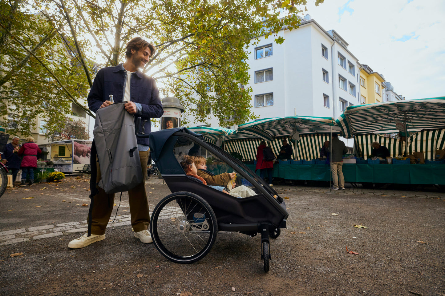 Croozer Lykke 2 Fahrradanhänger - Kompakter Zweisitzer Blueberry Blue