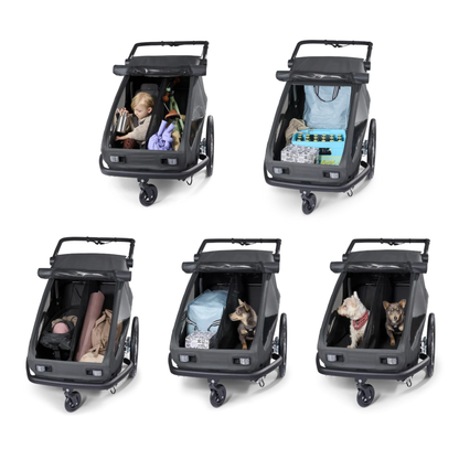 Croozer Yuuna Kid - modularer Fahrradanhänger & Buggy 2 in 1 | Moonlight Black | AirPad Federung