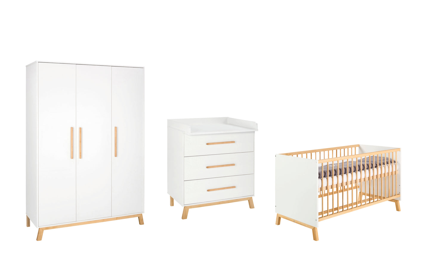 Kinderzimmer-Set Venice 3-teilig – Bett, Wickelkommode & Kleiderschrank