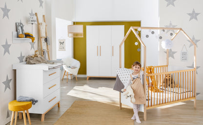 Kinderzimmer-Set Venice 3-teilig – Hausbett, Wickelkommode & Kleiderschrank
