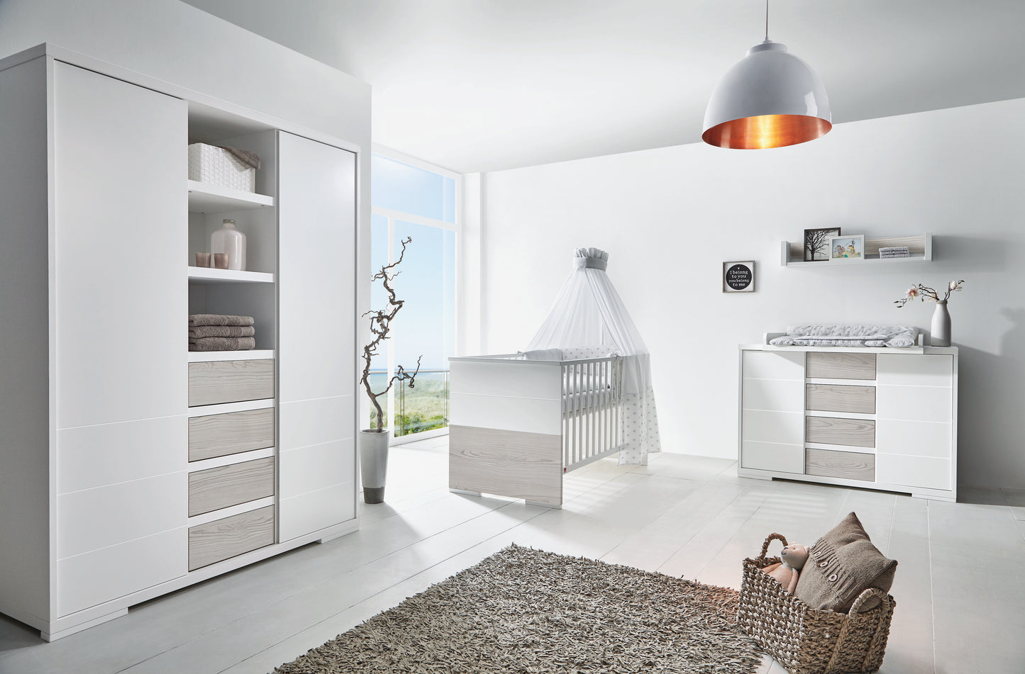 Kinderzimmer-Set Maxx Boathouse – 3-teilig: Kinderbett, Breite Wickelkommode & Kleiderschrank mit Mittelregal