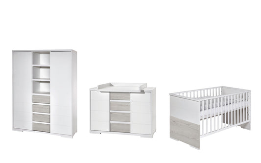 Kinderzimmer-Set Maxx Boathouse – 3-teilig: Kinderbett, Breite Wickelkommode & Kleiderschrank mit Mittelregal