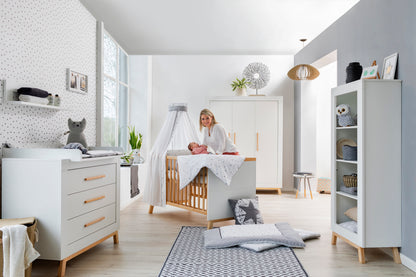 Kinderzimmer-Set Miami White 3-teilig – Bett, Wickelkommode & Kleiderschrank