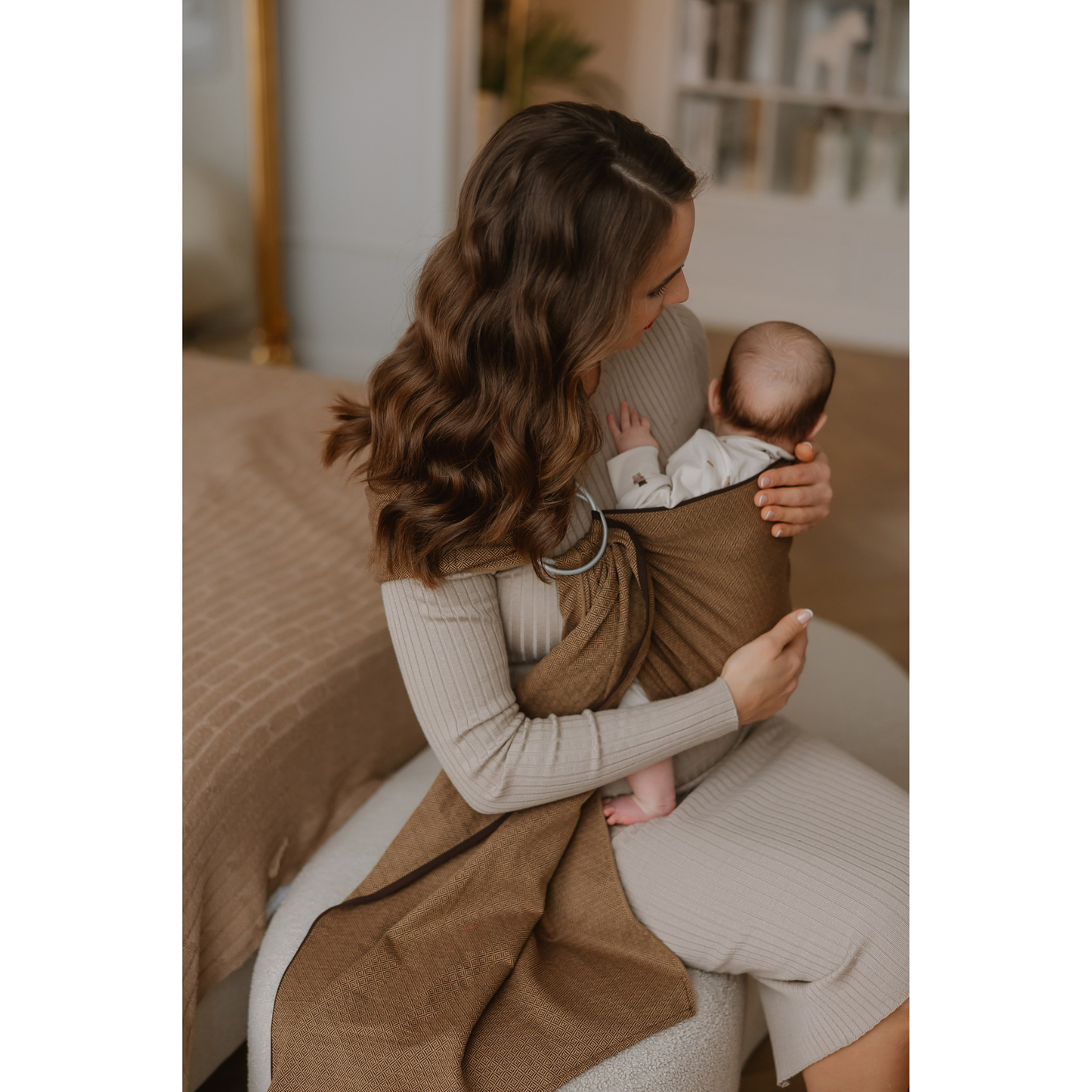 Storchenwiege Ringsling Leo - Schnelles Baby-Tragetuch mit Ringen