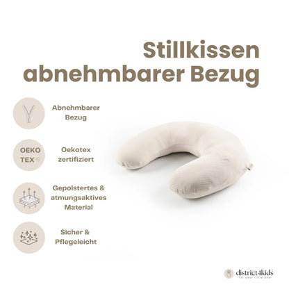 Stillkissen U-Form Musselin - Ergonomisches Schwangerschafts- & Stillkissen mit abnehmbarem Bezug