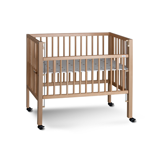 tiSsi Beistellbett MAXI aus Buchen-Massivholz - Stufenlos Höhenverstellbar mit Rollen