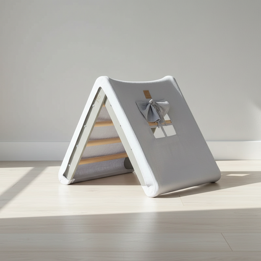 MeowBaby Haus mit faltbarer Kinderleiter, blaues Haus (60x61cm)