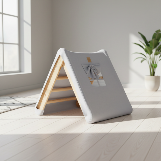 MeowBaby Haus mit faltbarer Kinderleiter, graublaues Haus (60x61cm)