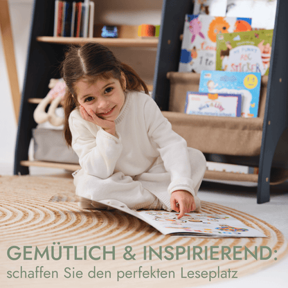 2in1 Montessori-Regal Holz - Kombi-Regal für Bücher & Spielzeug im Kinderzimmer