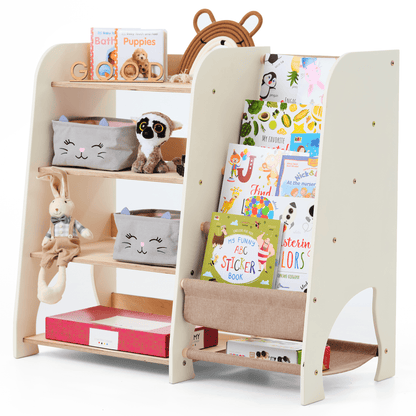 2in1 Montessori-Regal Holz - Kombi-Regal für Bücher & Spielzeug im Kinderzimmer