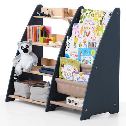 2in1 Montessori-Regal Holz - Kombi-Regal für Bücher & Spielzeug im Kinderzimmer