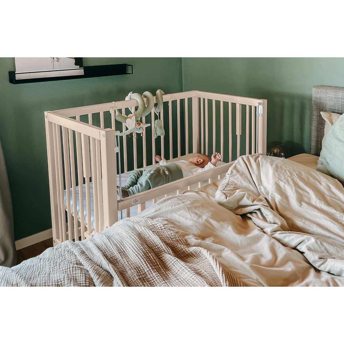 Beistellbett tiSsi SOPHIE - 40x90 cm Stubenwagen aus Massivholz stufenlos höhenverstellbar
