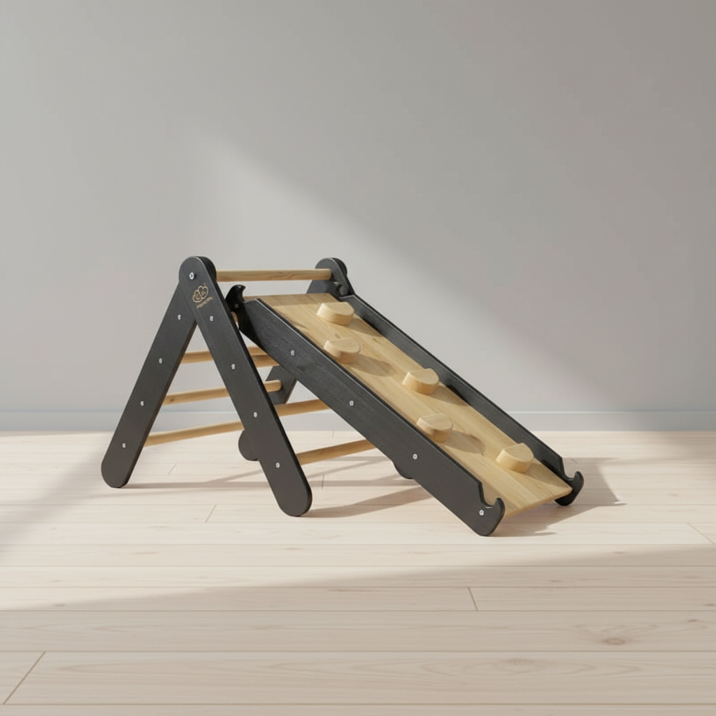 MeowBaby Kletterdreieck mit Rutsche aus Holz 60x61cm