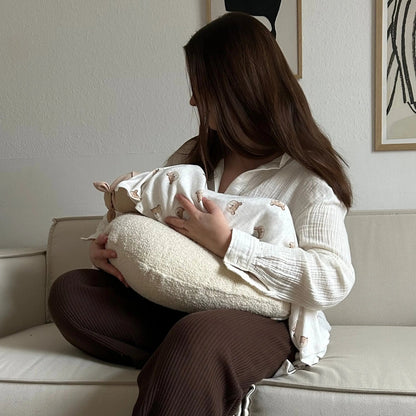 Stillkissen U-Form Bouclé - Ergonomisches Halbmond-Stillkissen aus weichem Teddystoff