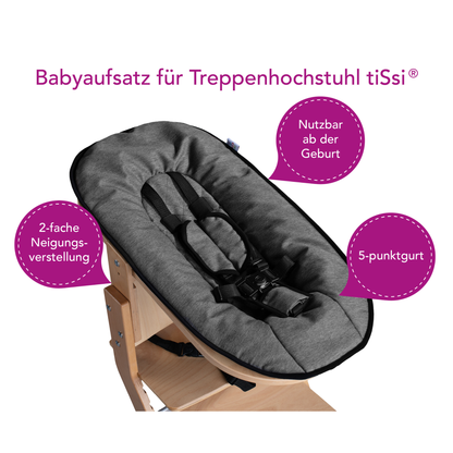tiSsi Babyaufsatz Newborn für Hochstuhl - Baby Liegeaufsatz aus Massivholz