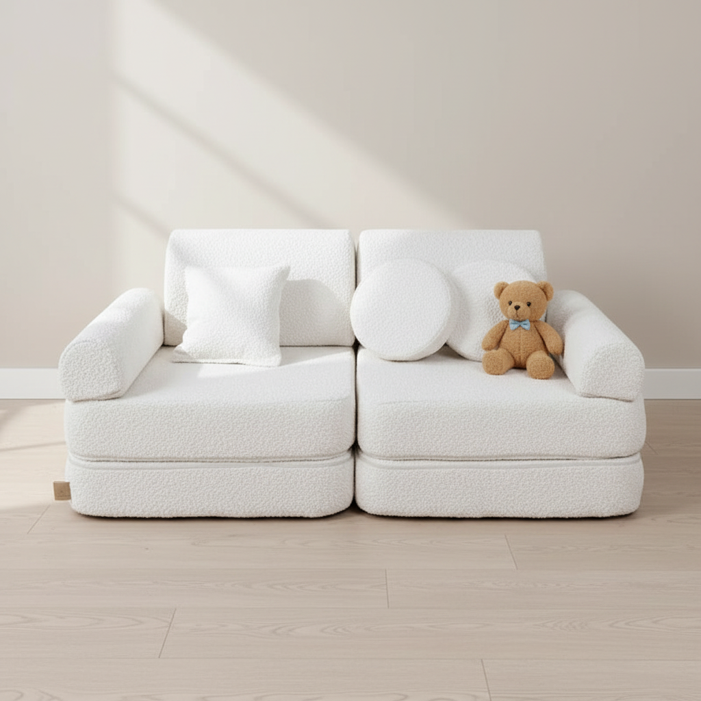 MeowBaby Spielsofa Mini Max Bouclé-Weiss