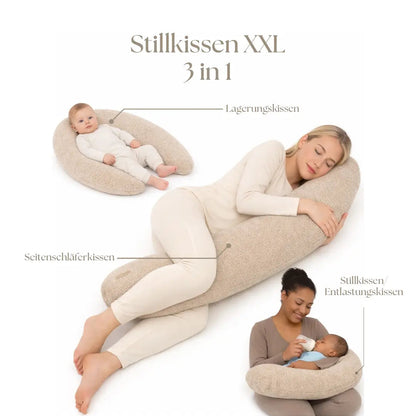 Stillkissen Bouclé XXL - Ergonomisches Still- & Schwangerschaftskissen im Teddy-Look