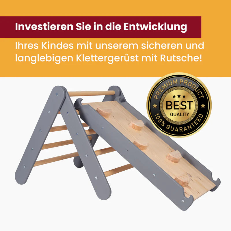 MeowBaby Kletterdreieck mit Rutsche aus Holz 60x61cm