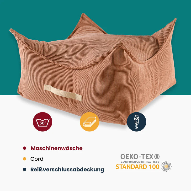 MeowBaby Sitzpouf Quadratisch Premium Cord