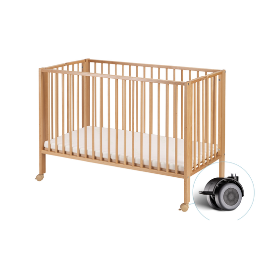 Faltbares Kinderbett tiSsi JORI - 120x60 cm Reisebett aus Massivholz inkl. Matratze
